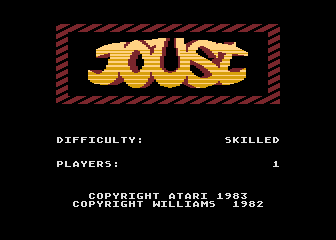 Joust title screen for Atari 5200